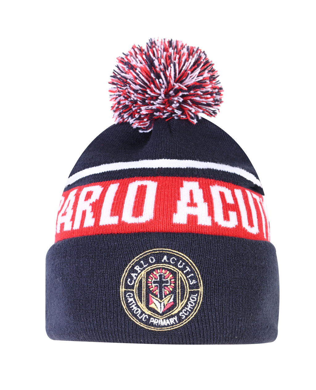 Circular Custom Jacquard Beanie with Pom Pom