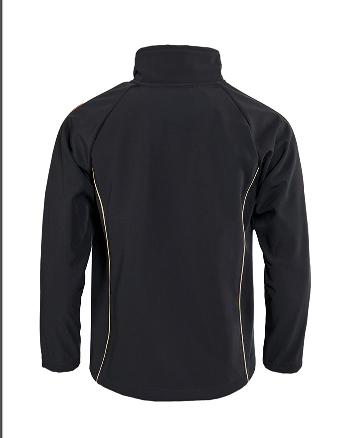 Soft shell jacket with piping