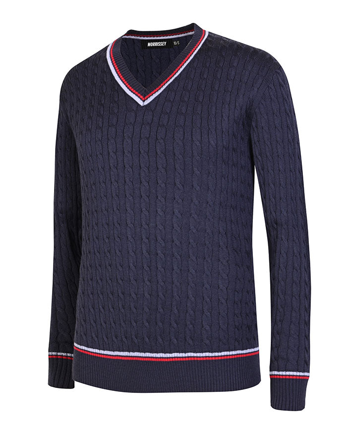 MOR Wool Blend Textured V Neck Jumper