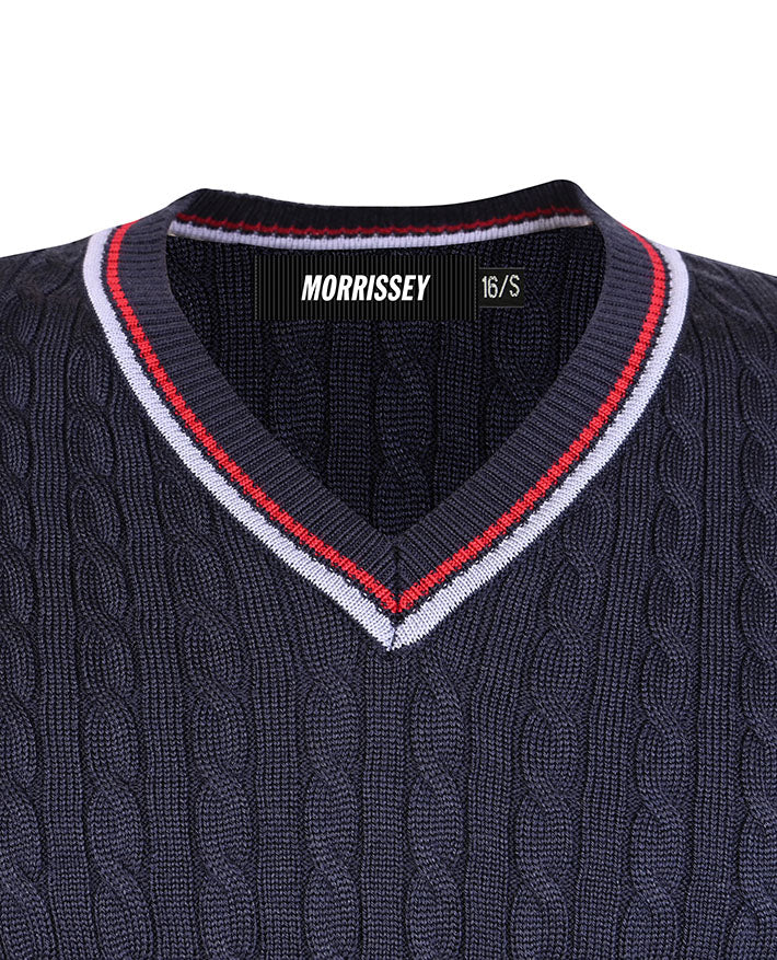 MOR Wool Blend Textured V Neck Jumper