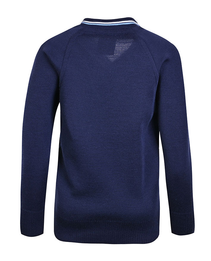 Stripe neck wool blend jumper