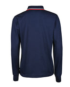 CB Mesh LS Polo w Striped Collar & Piped_Placket