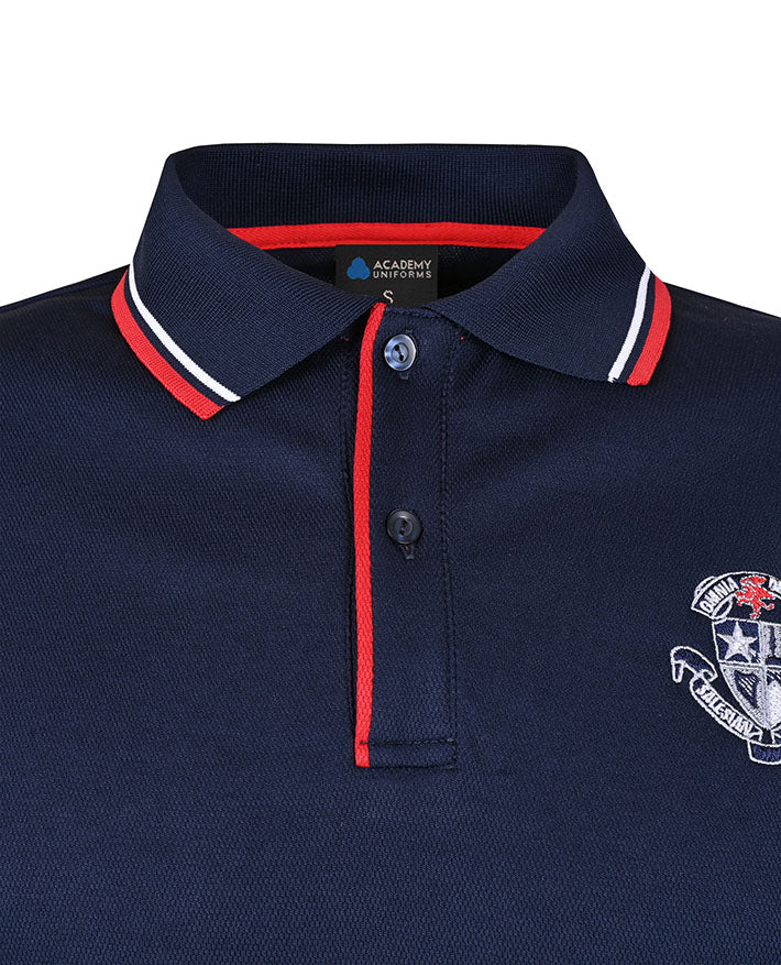 CB Mesh LS Polo w Striped Collar & Piped_Placket