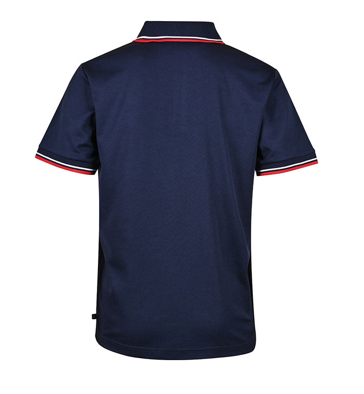 CB Mesh SS Polo w Striped Collar & Piped_Placket