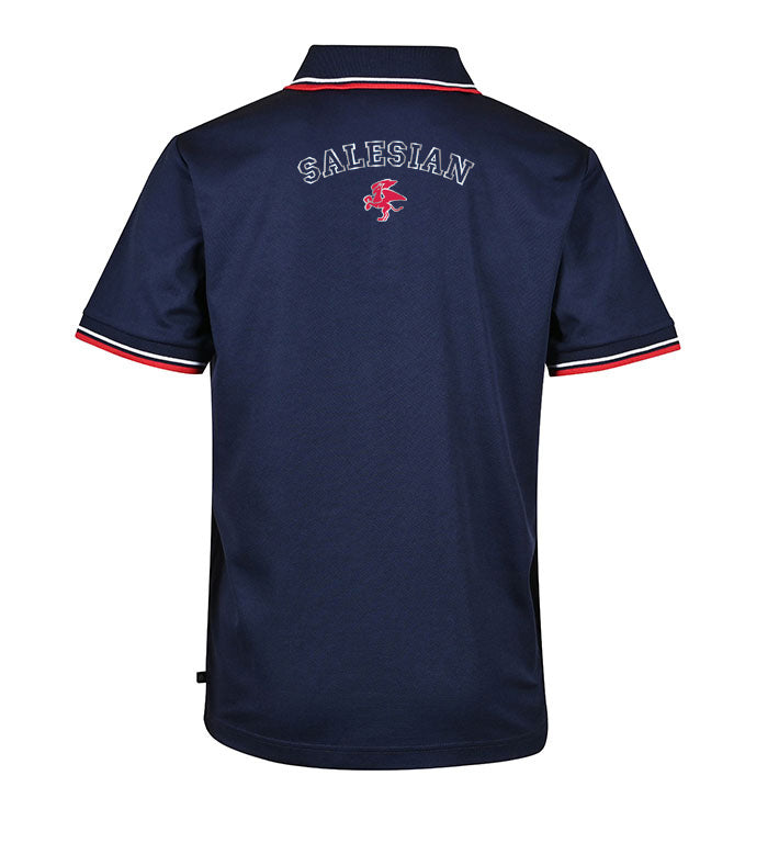 CB Mesh SS Polo w Striped Collar & Piped_Placket