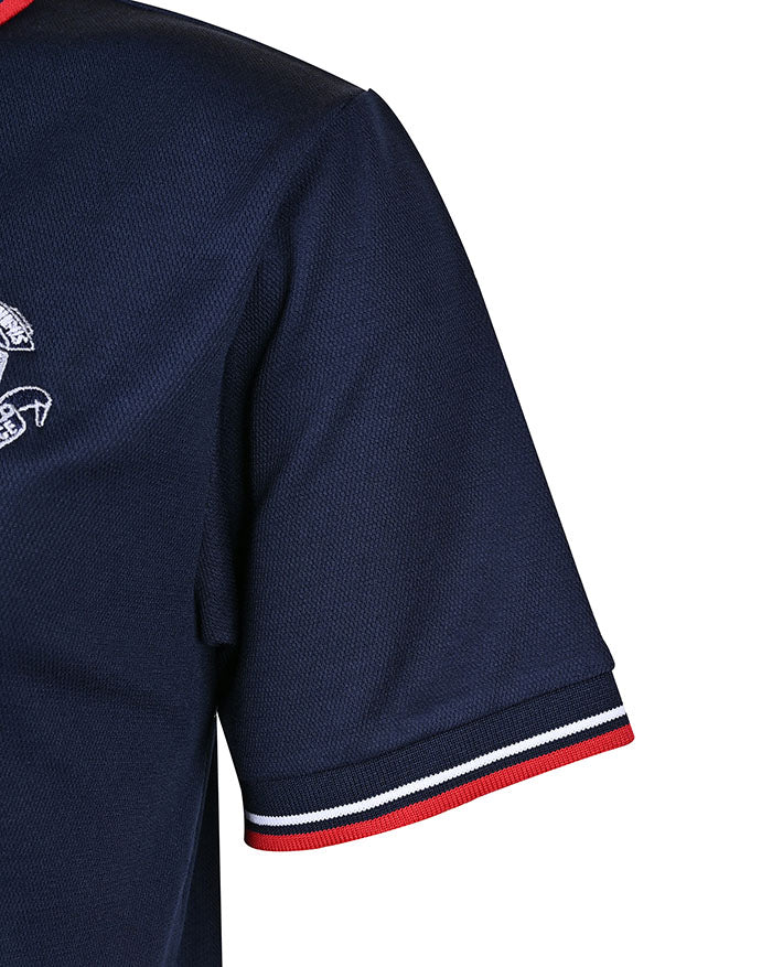 CB Mesh SS Polo w Striped Collar & Piped_Placket