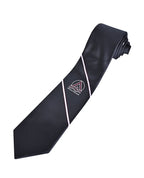 Double stripe tie with logo