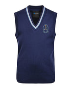 Stripe neck wool blend vest