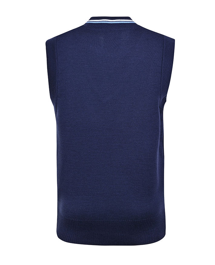 Stripe neck wool blend vest