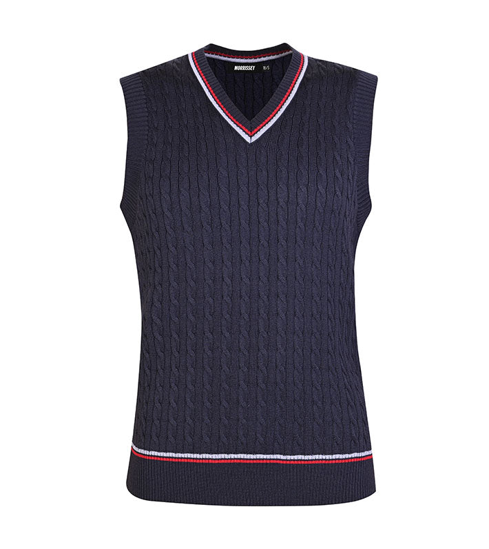 MORRISSEY Wool Blend Textured V Neck Vest