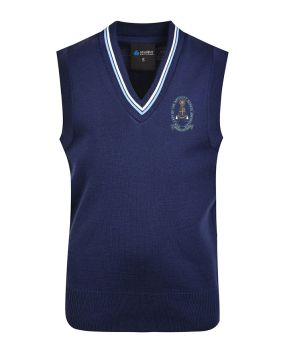 Stripe neck wool blend vest