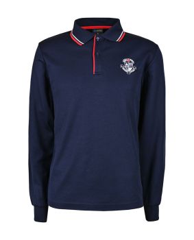 CB Mesh LS Polo w Striped Collar & Piped_Placket