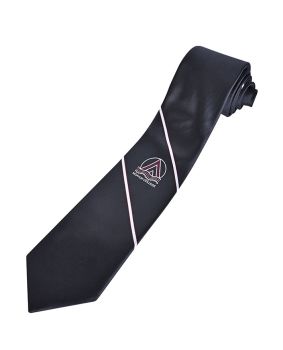 Double stripe tie with logo