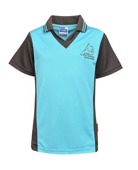 S/S V-Neck Polo-Stripe Collar