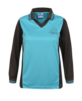 L/S V-Neck Polo-Stripe Collar